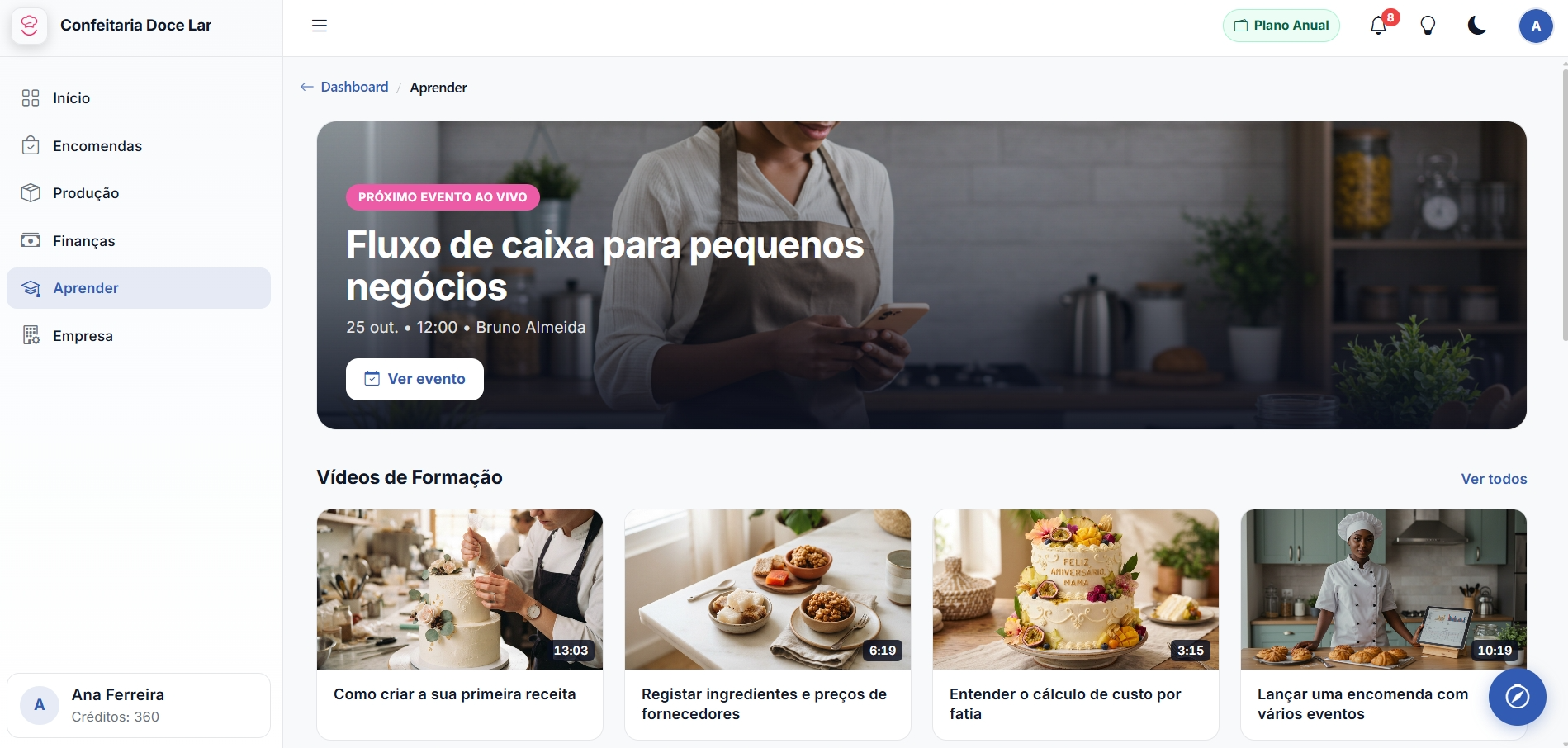 Hub Aprender do DoceFinance