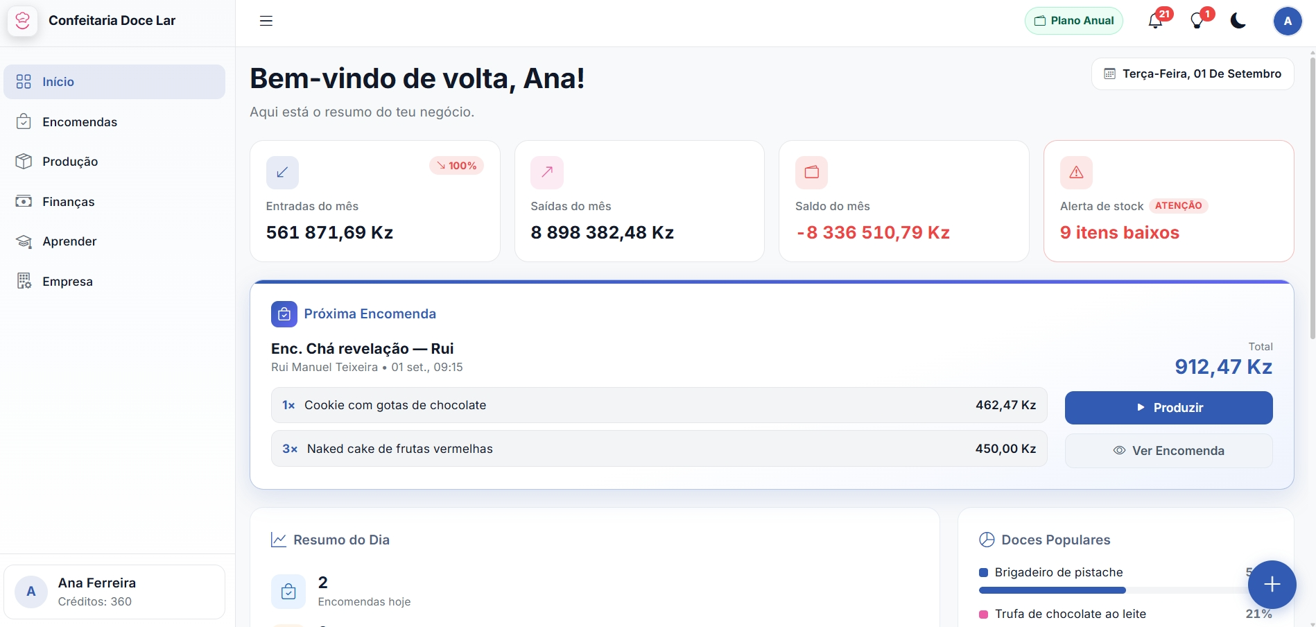Dashboard DoceFinance